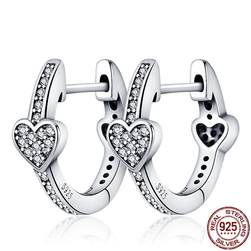 100 %Real 925 Sterling Silver 11 Style Classics Heart Zircon Earrings Are Suitable As Birthday Gifts For Girls Fashion Jewelry