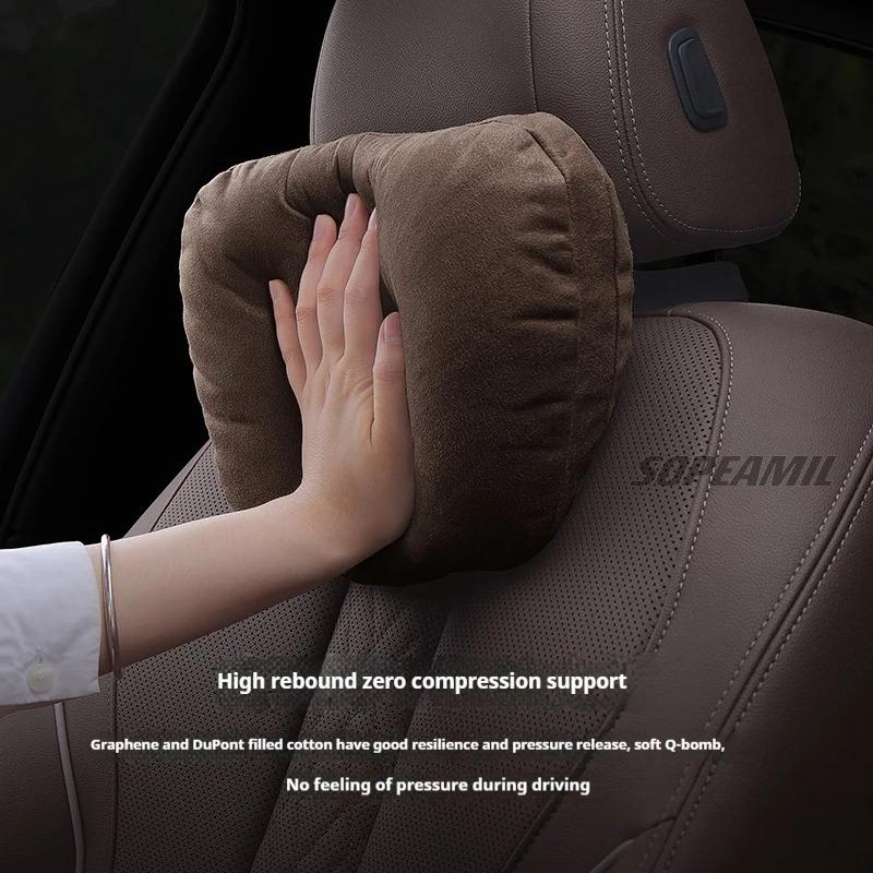 TDMC1 For Tesla Cyberbeast Roadsrer Model 3 Model Y Model S Model X Car Suede Headrest Neck Support Pillow Seat Waist Cushion Pillow