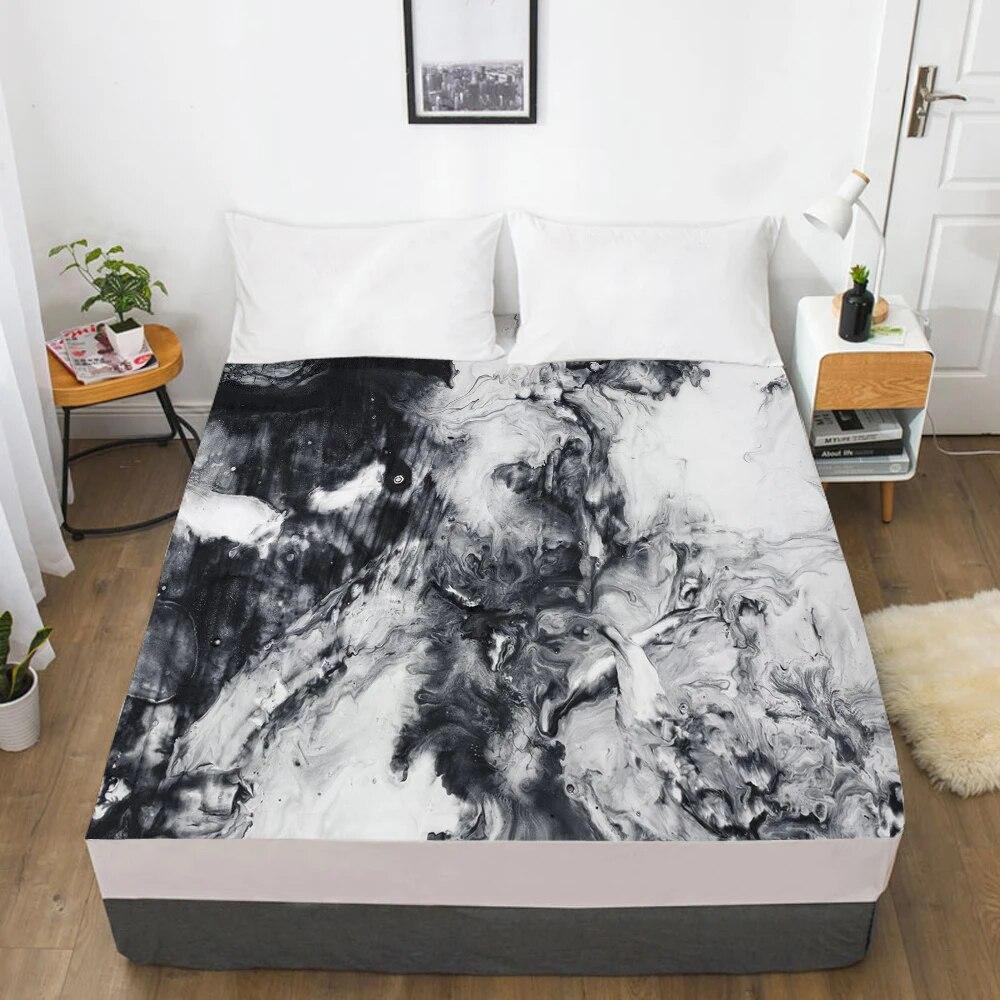 Наматрасник, простыня на резинке, простыни, постельное белье, простыня королевского размера, 160X200 см, скандинавский мрамор, розовый