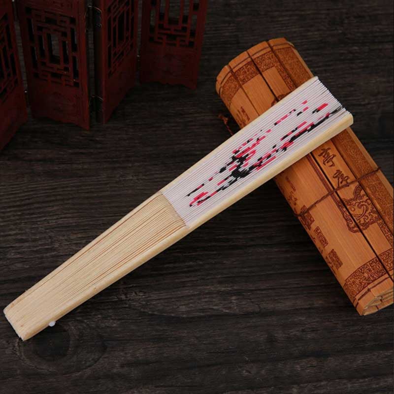 Необычный китайский шелковый бамбуковый ручной складной веер для свадебной вечеринки с изображением цветущей вишни, традиционный китайский танцевальный веер, домашний настенный декор