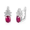 925 Sterling Silver Light Luxury Design Natural Filled Ruby Earrings Luxury Women's Anniversary & Banquet & Birthday Gifts