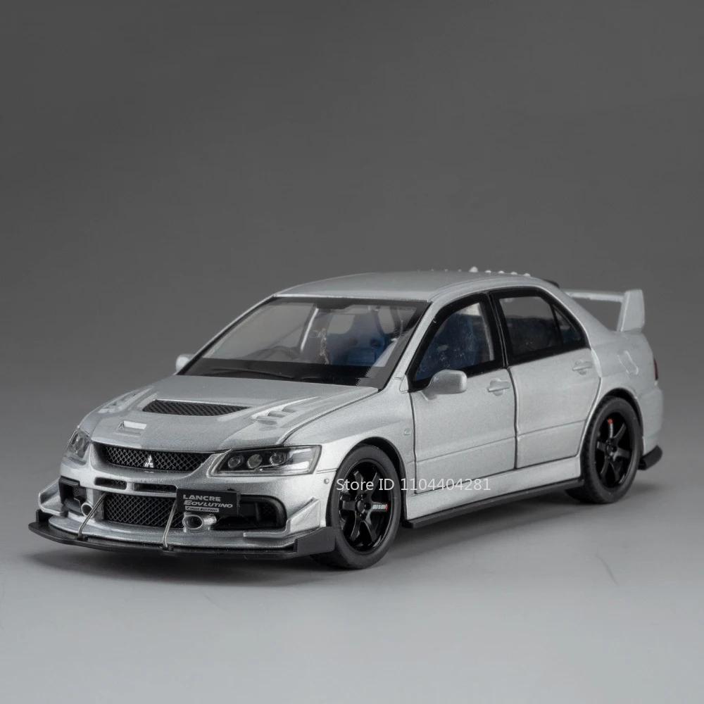 1:32 Модель спортивного автомобиля из сплава Mitsubishi Lancer Evolution IX Игрушки Литые транспортные средства Открывающиеся двери Звук Свет Оттягивание назад Игрушка для мальчика Подарок