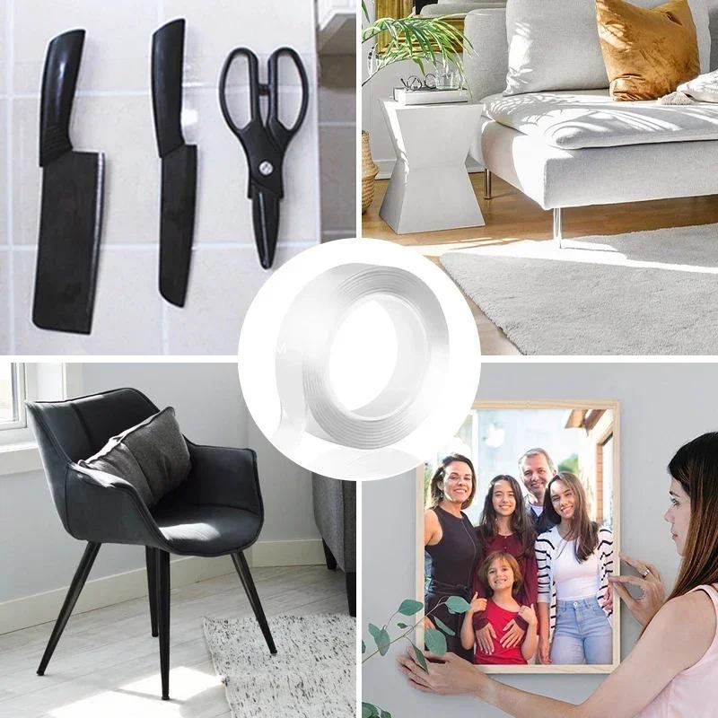 1/2/3/5 м Нано Лента Двусторонняя Прозрачная Лента NoTrace Многоразовые Водонепроницаемые Прозрачные Клейкие Ленты Очищаемые Домашние Инструменты