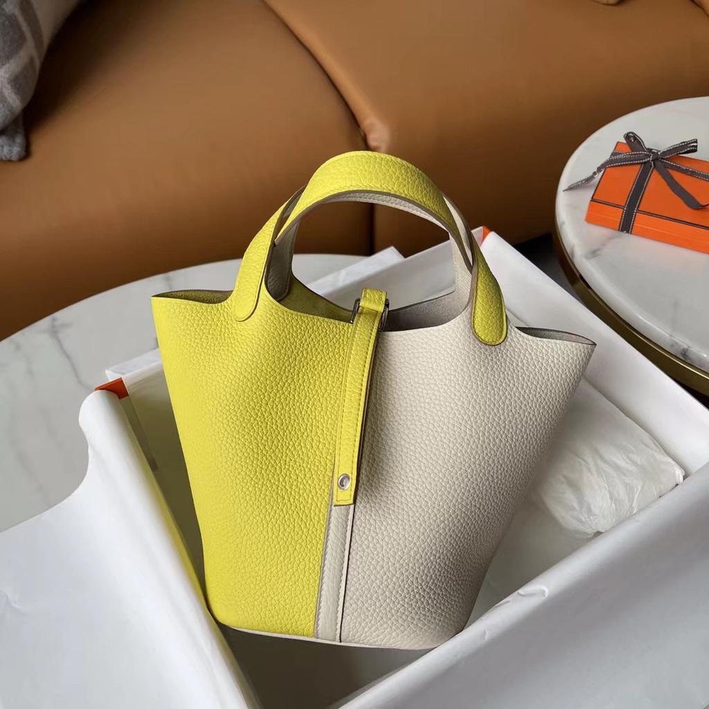 Корзина для овощей из воловьей кожи, сшитая вручную вощеной нитью для детей, обернутая в натуральную кожу с узором личи, сумка-ведро для воды для женщин