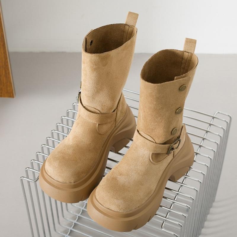 Fashion High Heels Women Platform Mid Calf Boots Designer Suede Fashion Shoes 2025 Winter New Trends Dress Pumps Party Zapatillas Mujer