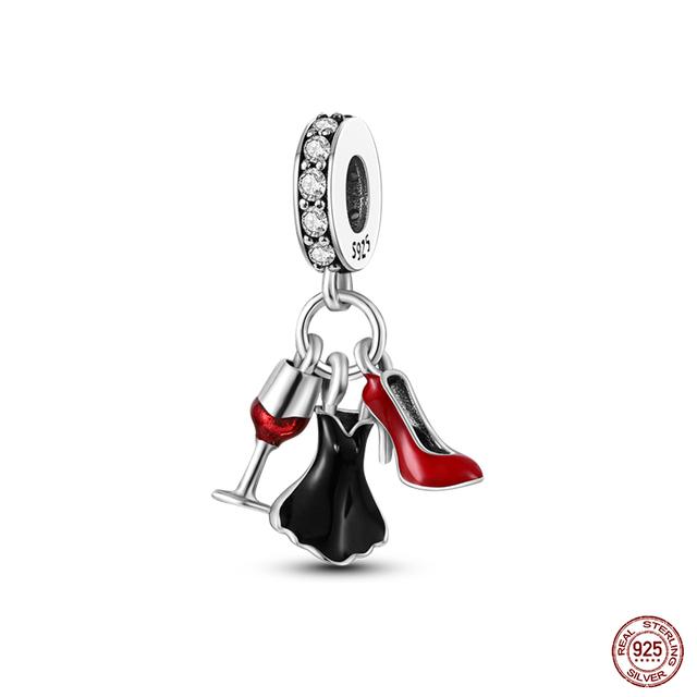 Новые стерлингового серебра 925 пробы красного цвета, подвески в форме сердца, бусины, ювелирные изделия на удачу, подарки