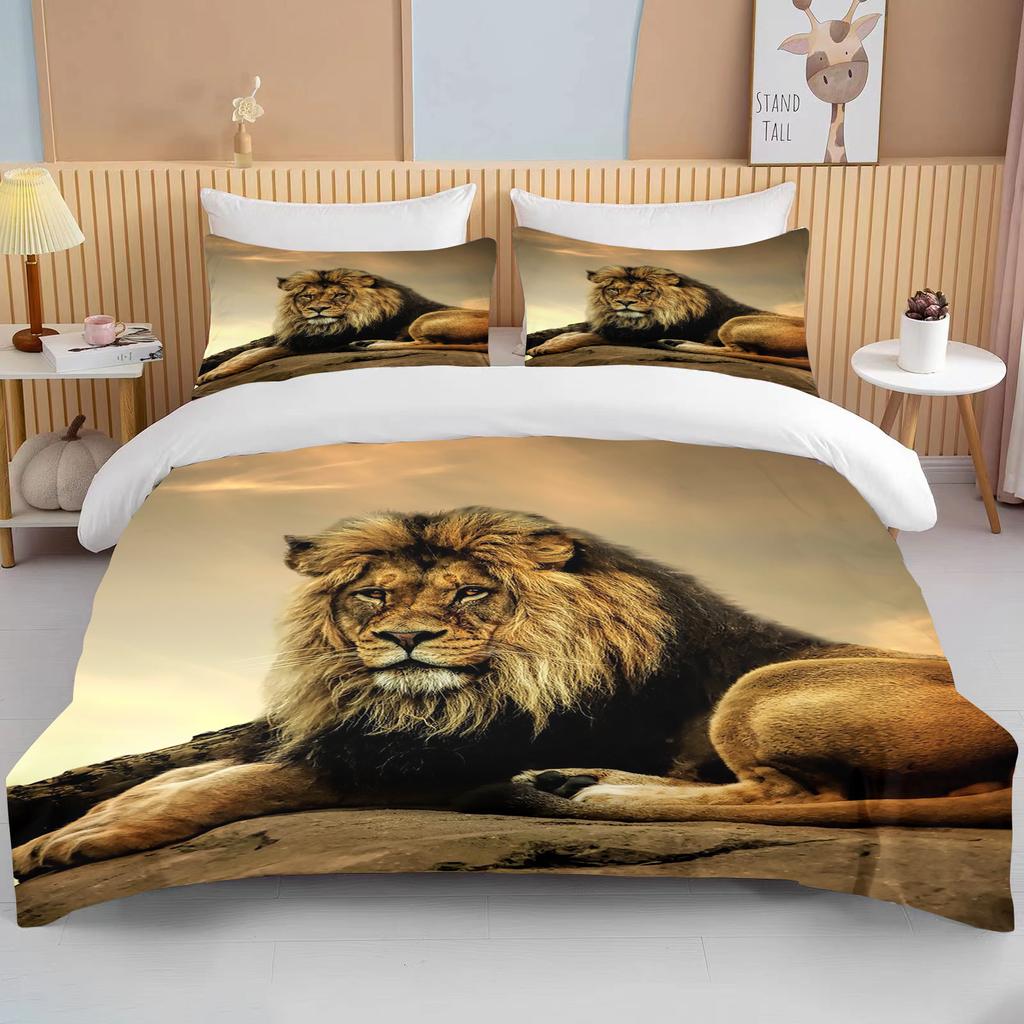 10 Sizes Cute Lion Bedding Collection Duvet Cover Collection 3D Bedding Digital Printing With Bed Linen Queen Size Boy Bedding Collection Fashion D
