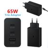 65W Trio Super Fast Charger USB-C For Samsung Galaxy S23 S22 S21 S20 Note 10 20 Ultra S10 S9 Plus + Quick Adapter TYPE C Cable