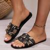 Fashion Women's Shoes 2024 Hot Sale Open Toe Women's Slippers Summer Casual Slippers Women Metal Decoration Light Flat Shoes Female