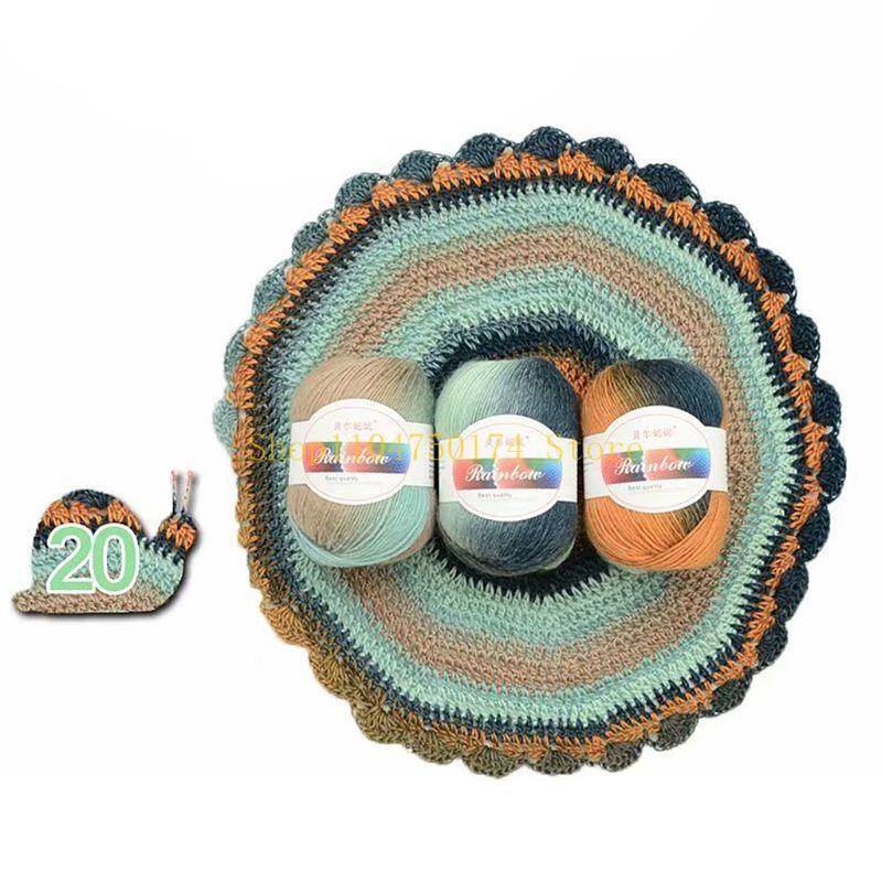 Мягкая камвольная пряжа Радужный градиент DIY для вязания детского шарфа-шали Свитер Топ продаж