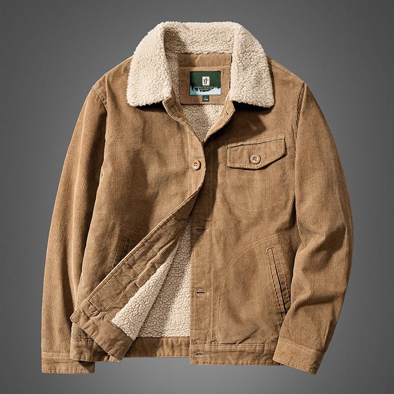 New Winter Men's Lamb Wool Coat Workwear Cotton Jacket for Young and Middle-aged People Large Size Hooded Plus Velvet Thickened Cotton Jacket