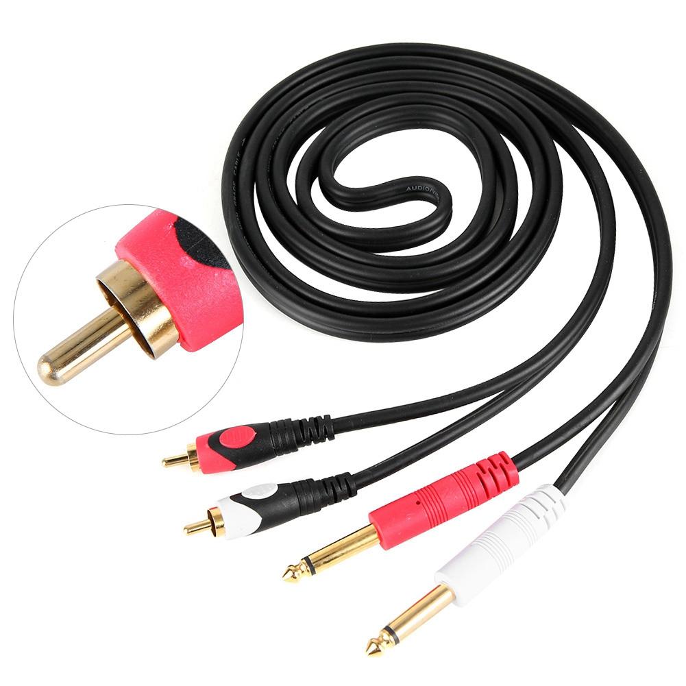 Для 2RCA на двойной интерфейс 6,35 Аудио гитарный кабель Двойной штекерный кабель