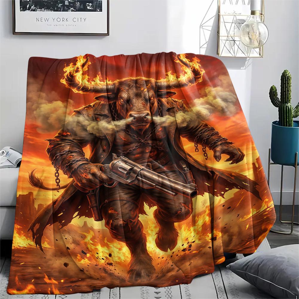 Fire Train Gorilla Death Print Flannel Blanket,High quality Comfortable for All Seasons,Home Decor,Warmth and Comfort,Perfect for Christmas Gifts