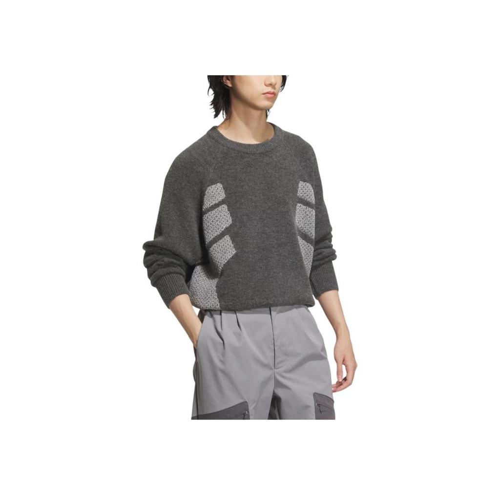 adidas FW24 Fustl Series P Crew 2 Простой повседневный универсальный вязаный свитер мужской свитер темно-серый JW6683