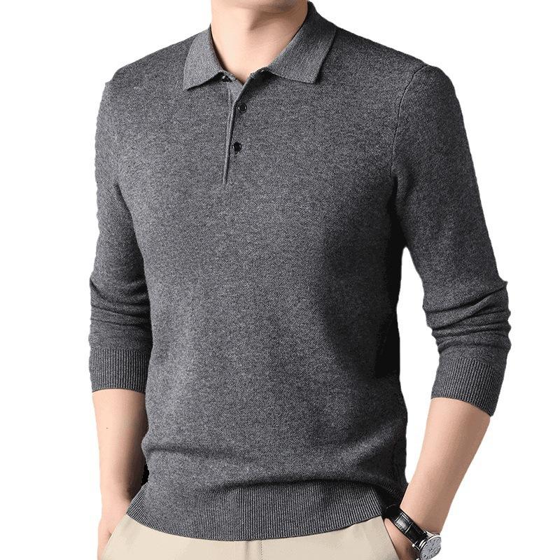 Весенне-осенний кардиган мужской свитер с лацканами 100% чистая шерсть свитер нижняя рубашка папа топ мужская одежда