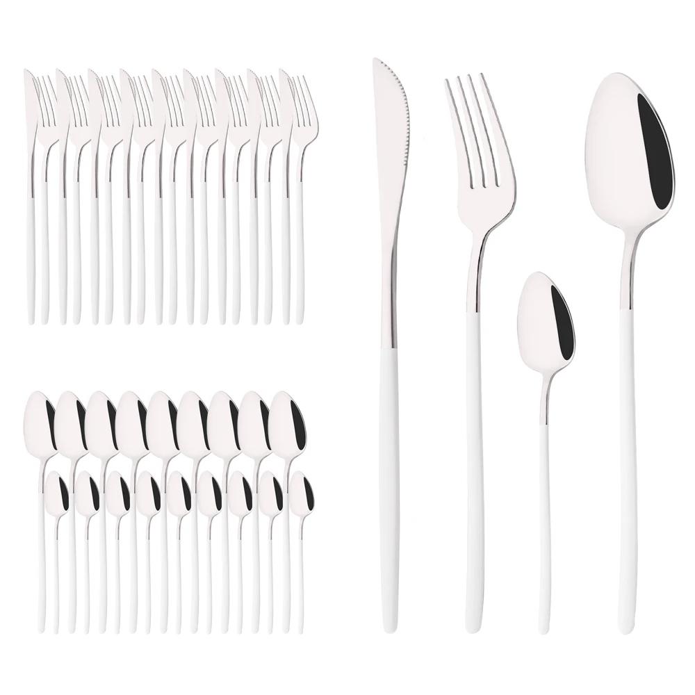 40Pcs Flatware Set Luxury Green Gold Cutlery Set Stainless Steel Dinnerware Fork Kitchen Knife Fork Coffee Spoon Tableware Set