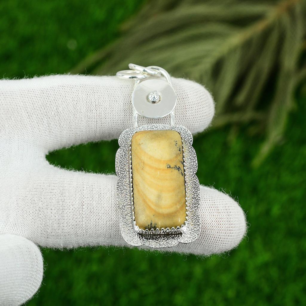 Распродажа ко Дню матери Кулон с сияющим камнем яшмы пикассо для сестры из стерлингового серебра 925 пробы