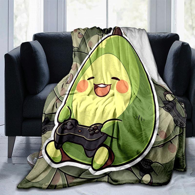 1pc Avocado Printing Lightweight Flannel Blanket, Comfortable and Warm Blanket, for Camping Sofa Bed and Couch Office, Gift