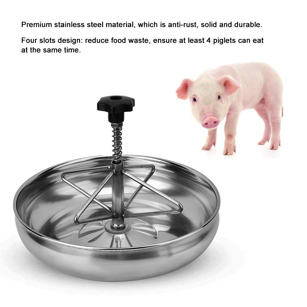 1Pc Stainless Steel Piglet Feeding Sow Milk Trough Food Tray Pig Feeder Bowl Livestock Fodder S