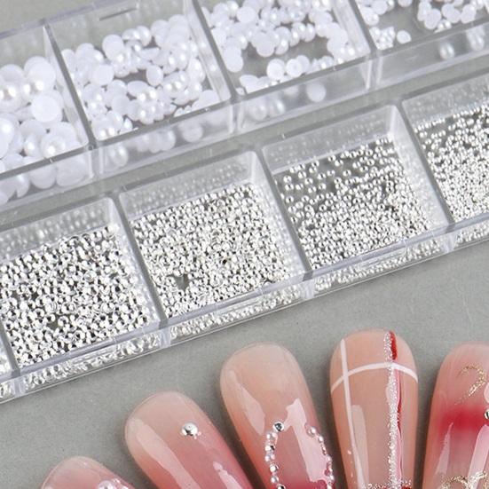 1 коробка, 12 сеток, набор бусин для дизайна ногтей с искусственным жемчугом, набор для украшения ногтей «сделай сам», Ins Style, для потрясающего дизайна