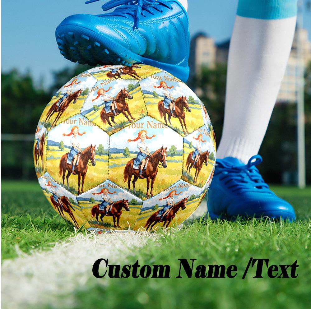 Custom Text Size 5 Soccer Ball, Standard Match Football For OutdoorBibi & Tina