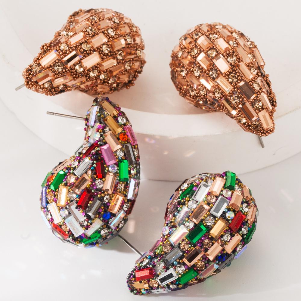 Teardrop Crystal Earrings: Colorful, Diamond-Studded, Luxury Fashion Studs