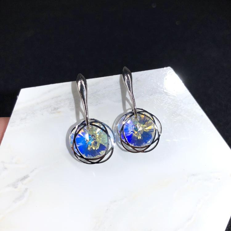 Австрийские серьги из супер-блестящего хрусталя, серьги-пусеты, нишевые серьги с высококлассным темпераментом, длинные простые серьги, серебряные иглы 925 пробы.