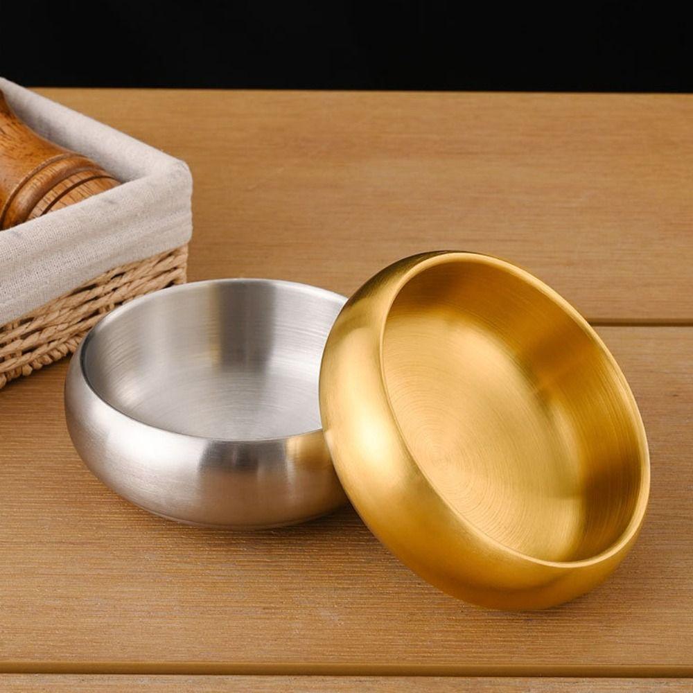 Double-Layer Korean Stainless Steel Rice Bowl Heat Insulated Kimchi Bowl Soup Bowls Children