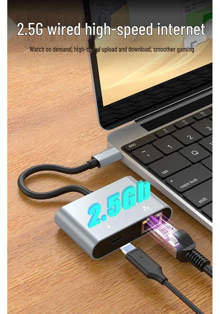 Адаптер-хаб USB-C на 2,5G Ethernet и PD-зарядку 100 Вт - Двухфункциональная док-станция