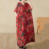 Новое хлопковое винтажное платье с цветочным принтом больших размеров с короткими рукавами для женщин, повседневное свободное длинное летнее платье макси