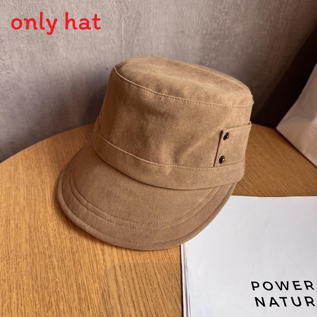 Solid Fashion Color Suede Women Casual Flat Top Hat For Autumn Winter And
