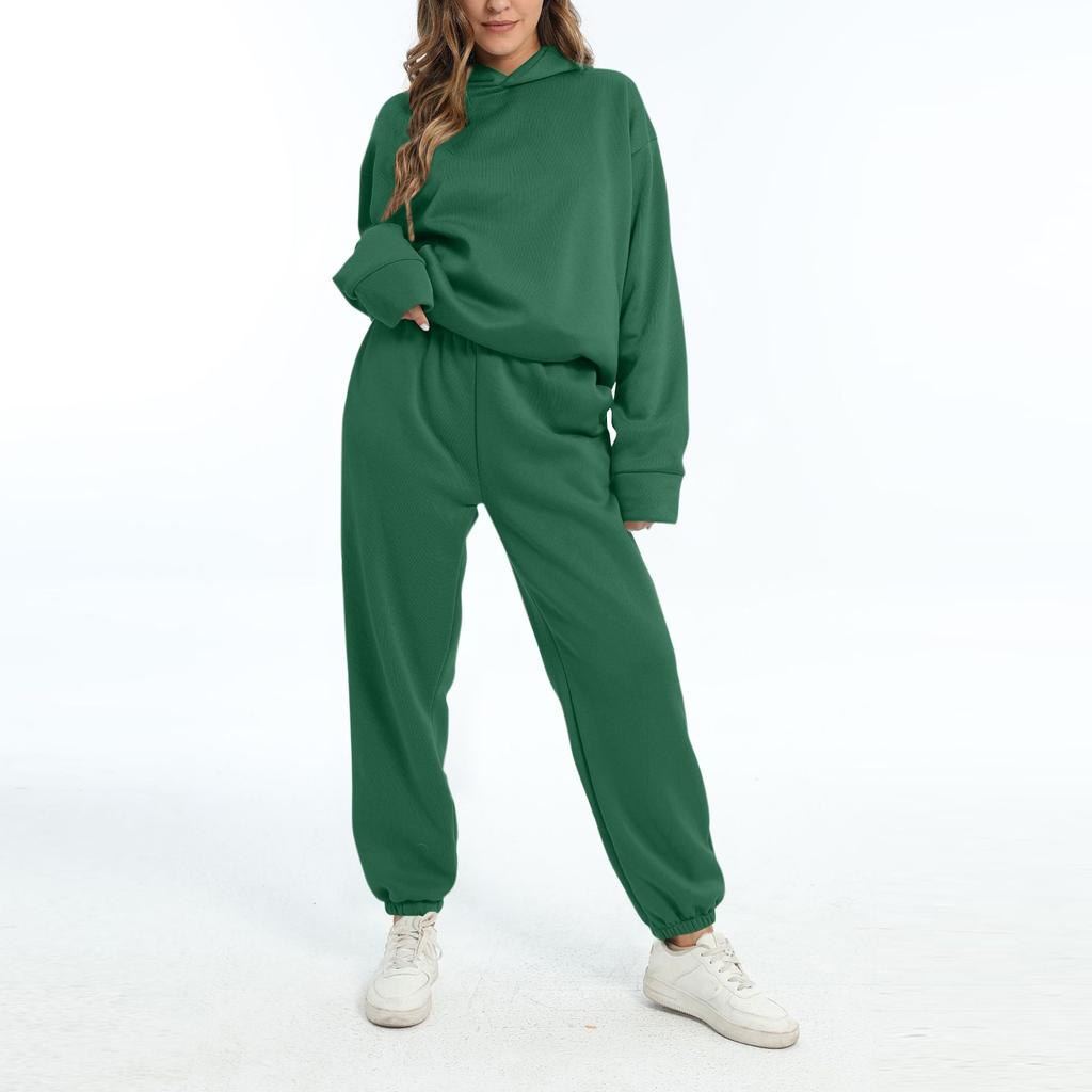 Женские комплекты из двух предметов, толстовки с длинными рукавами, пуловер, толстовка, спортивные штаны, повседневный спортивный костюм для тренировок