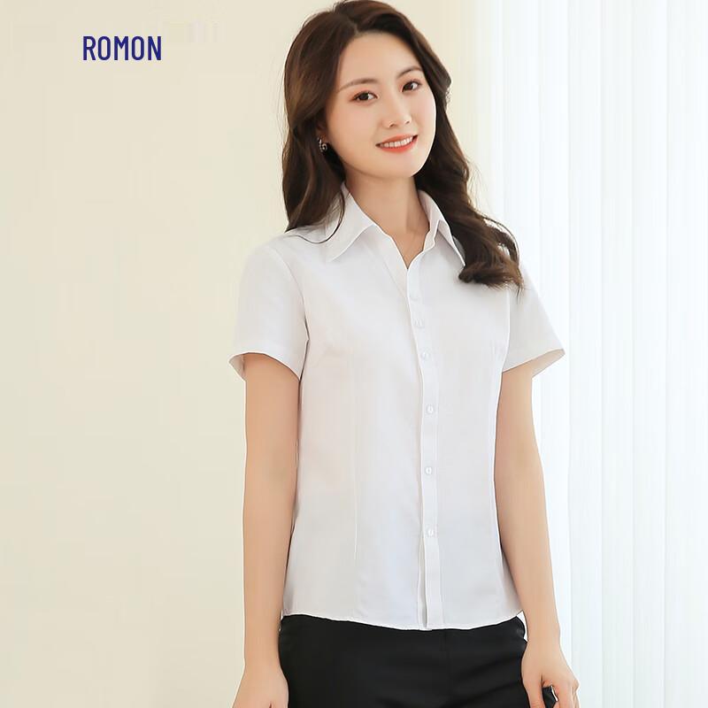 Women's Slim Fit Short Sleeve V-Neck Business Shirt