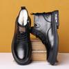 2025 Winter Genuine Leather Shoes Mens Snow Boots Warm Plush Flat Brand Male Ankle Boots Black Brown Non-slip