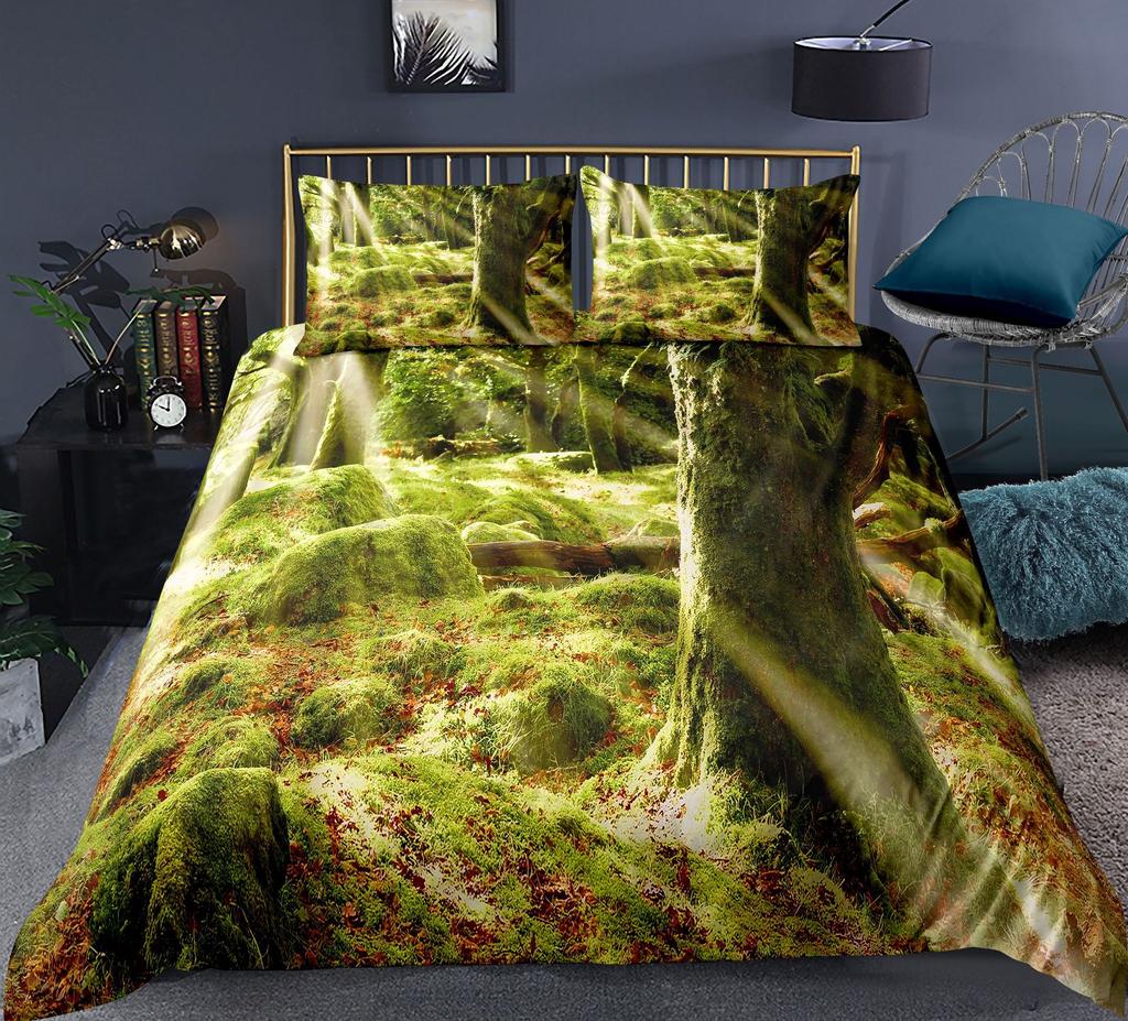 Комплект пододеяльников Nature Waterfall Flowing Down The Rocks Cascade Valley Image Декоративный комплект постельного белья из полиэстера с наволочкой