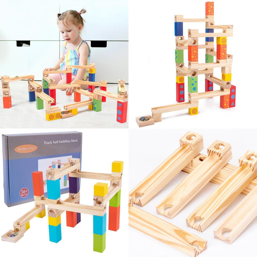 Wooden Ball Bearing Building Blocks For Kids Diy Sensory And Stem Toy