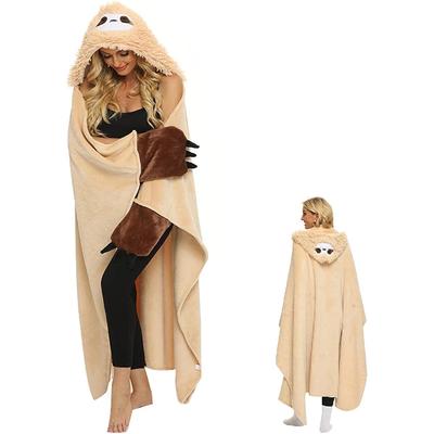 Одеяло с ленивцем, Мягкое одеяло с рукавами, Женщины, Портативное одеяло, Одеяло для дивана, Ленивец, Узоры с милыми животными, Фланель, Подарки для женщин