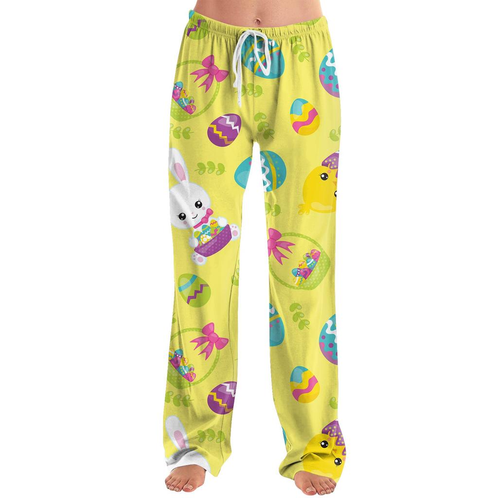 Женские модные свободные повседневные брюки с пасхальным принтом