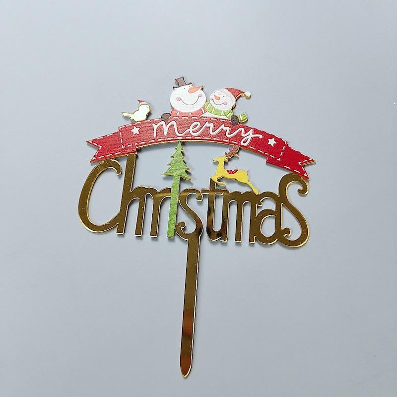 Merry Christmas Cake Toppers Acrylic Santa Claus Cake Topper Happy New Year Xmas Cake Decoration Christmas Party Supplies