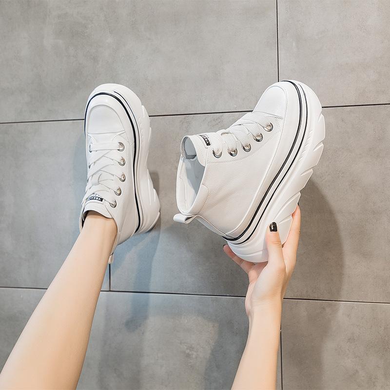 Little White Shoes for Women's Spring  Autumn Thick Sole High Top Shoe Board Shoes New Casual Sneakers Womens Platform Shoes
