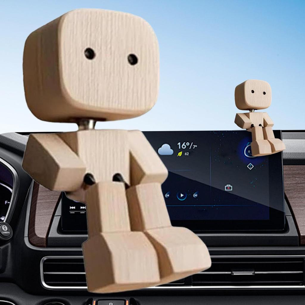 Деревянная фигурка человека, трясущая ногами, деревянная фигура человека, забавная скульптура, подвижный орнамент на приборную панель, кукла для украшения приборной панели автомобиля