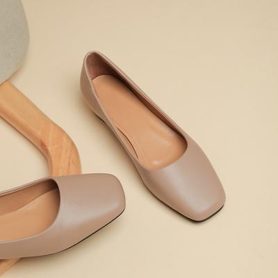 2025 весна новый большой размер 41 квадратный носок туфли-лодочки толстый каблук неглубокий вырез туфли бабушки удобный низкий каблук четыре сезона женская обувь