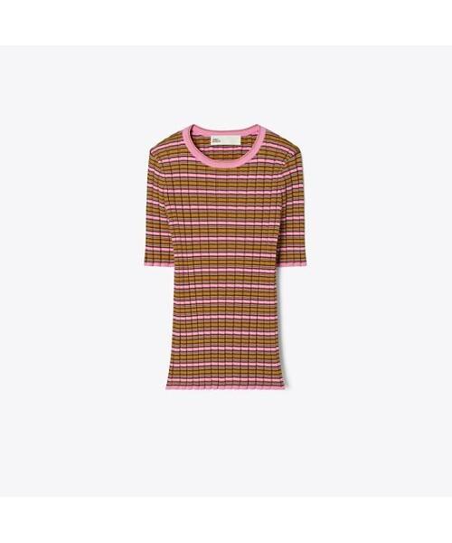 Tolibeochi Striped Cotton Sweater - Frappe Pink / Senape
