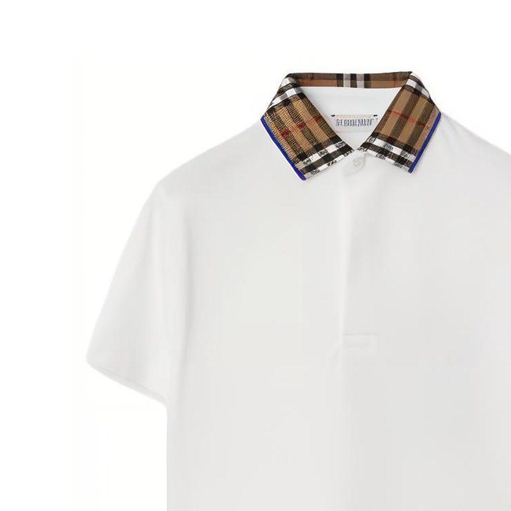 Burberry Детская футболка, клетчатая рубашка-поло из хлопка, белая, для детей, артикул 80731601