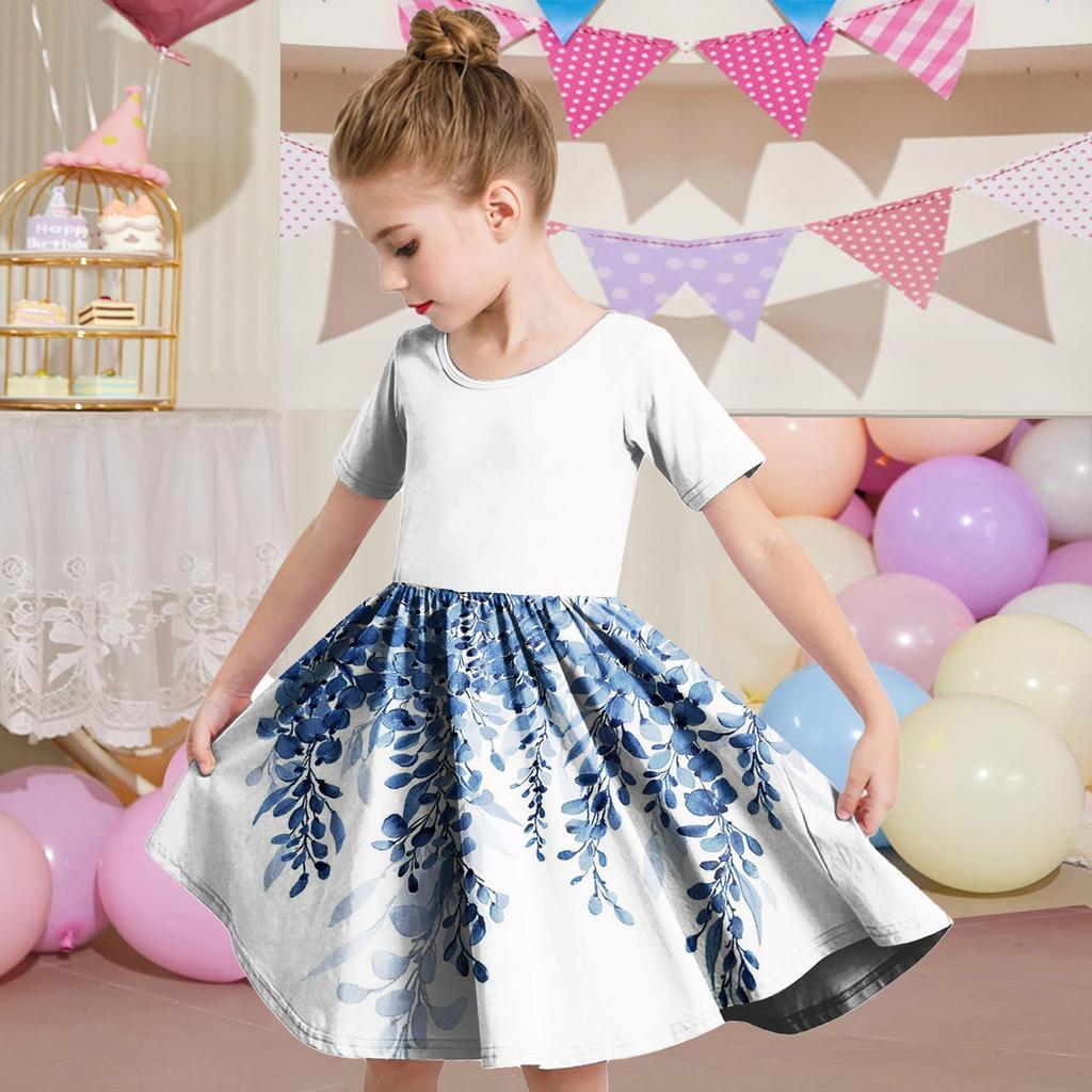 Летнее платье для девочек, платье для малышей, однотонное повседневное платье-футболка с коротким рукавом А-силуэта