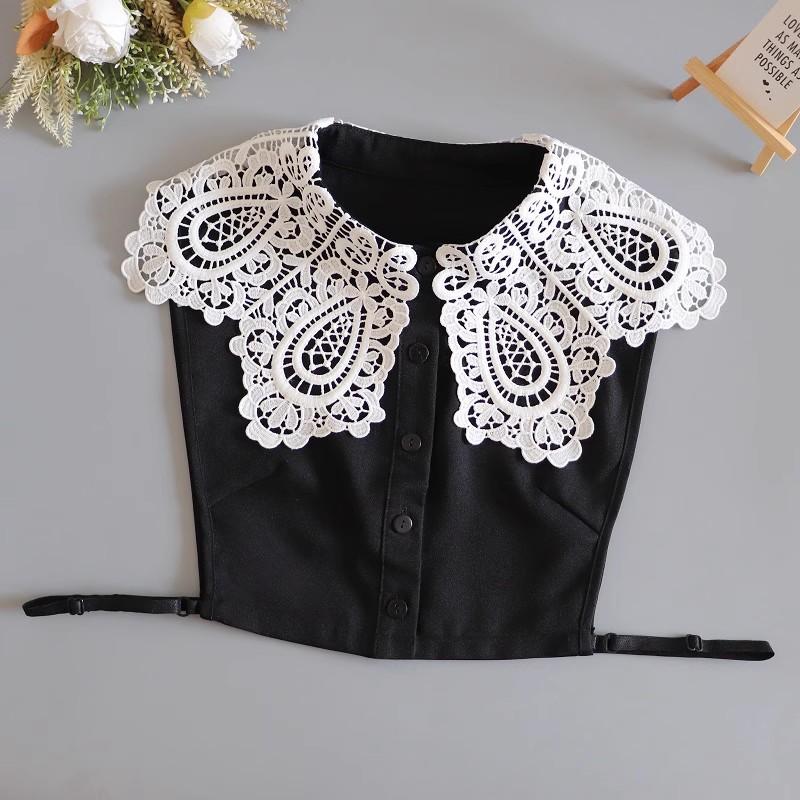 Big Lapel Lace Detachable Collar For Women New Ladies False Fake Collar Shirt Removable Nep Blouse Kraagie Faux Col