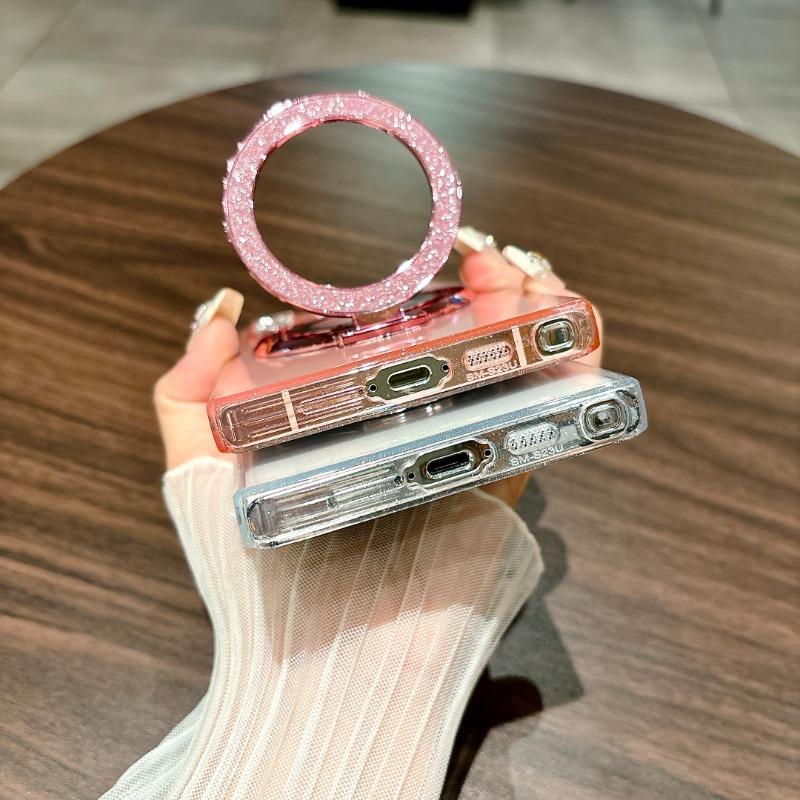 Soft TPU Glitter Silicone Case for Samsung Galaxy S24 Ultra S22 23 Plus S21 FE S20 Note 20 Ultra Ring Magnetic Stand Holder Back Cover