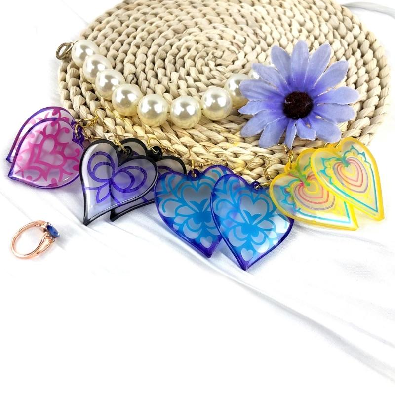 Beautiful Earrings Necklaces Keychains Pendant Mold Flexible Heart Shape Pendant Silicone Mold for Jewelry Studios
