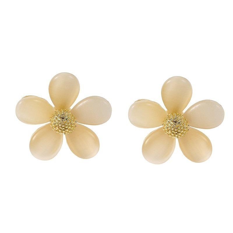 New Luxury Korean Fashion Trend Simple Stylish Attractive Opal Flower Stud Earrings for Women Girls Party Jewelry Gift