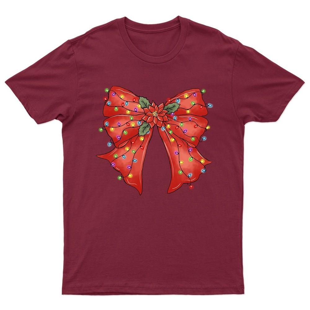 Christmas Bow Festive Holiday TShirt Unisex Gift Retro Seasonal Funny Xmas